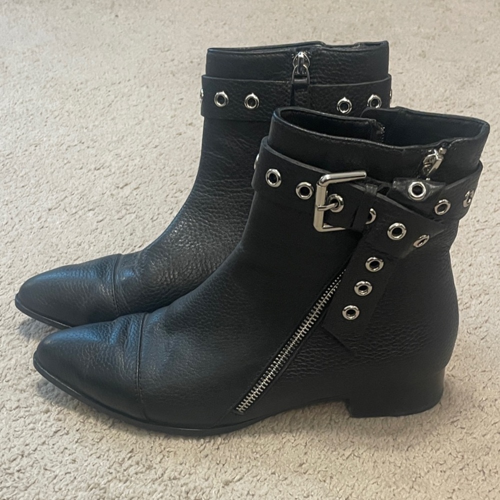 Stylish Black Ankle Boots with Silver Accents